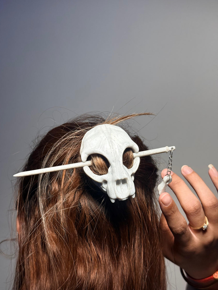 Cat Skull Bun Pin